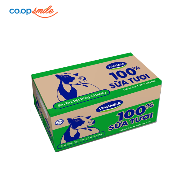 Sữa tươi tiệt trùng Vinamilk 100% sữa tươi có đường thùng 12x1lít