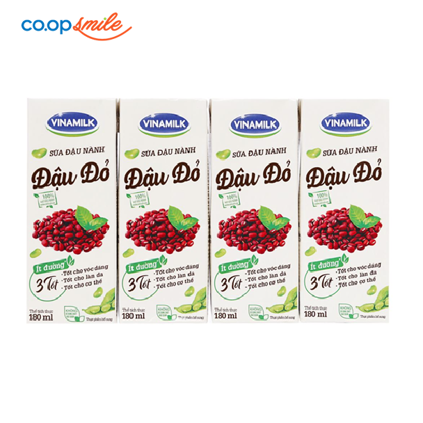 Sữa đậu nành đậu đỏ Vinamilk lốc 4x180ml
