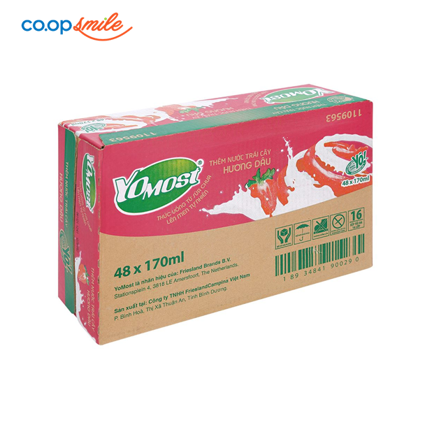 Yomost sữa chua trái cây dâu 48 hộp x 170ml