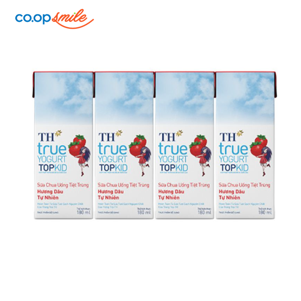 Sữa chua tiệt trùng TH Topkid dâu lốc 4x180ml