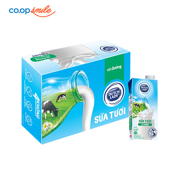 Sữa tươi tiệt trùng  Dutch Lady có đường 12x 965ml