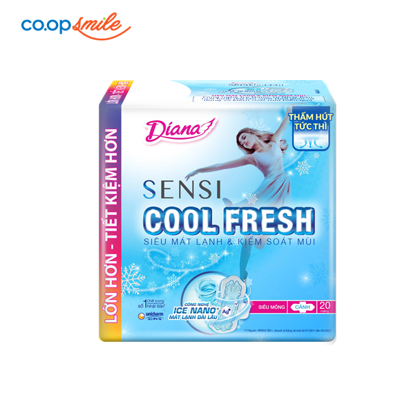 Băng vệ sinh DIANA Sensi Cool Fresh siêu mỏng cánh 20M