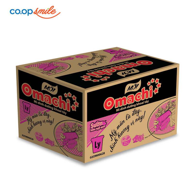 Mì dinh dưỡng Omachi sườn hầm ngũ quả ly thùng 24x72g