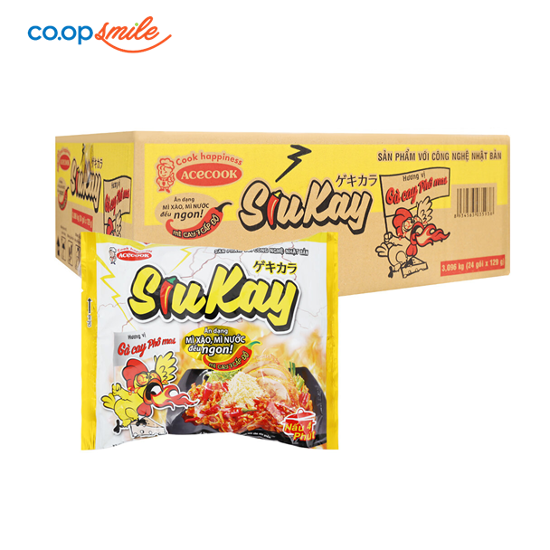 Mì Siukay gà cay phô mai thùng 24 gói x 129g