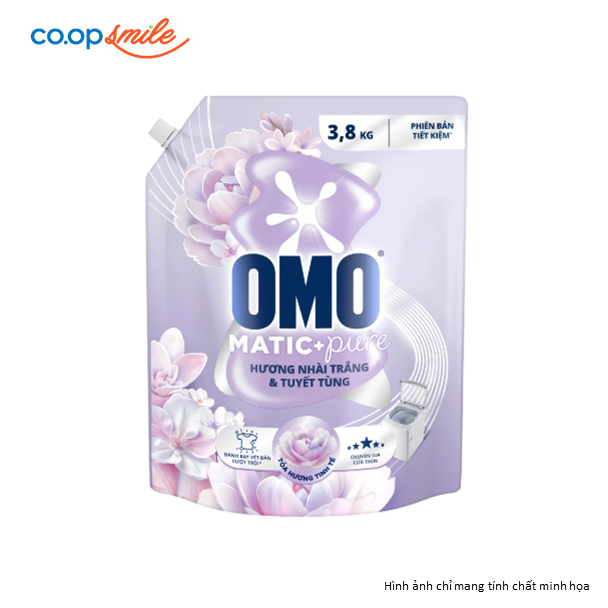 Nước giặt Omo cửa trên hương nhài trắng và tuyết tùng túi 3.8kg