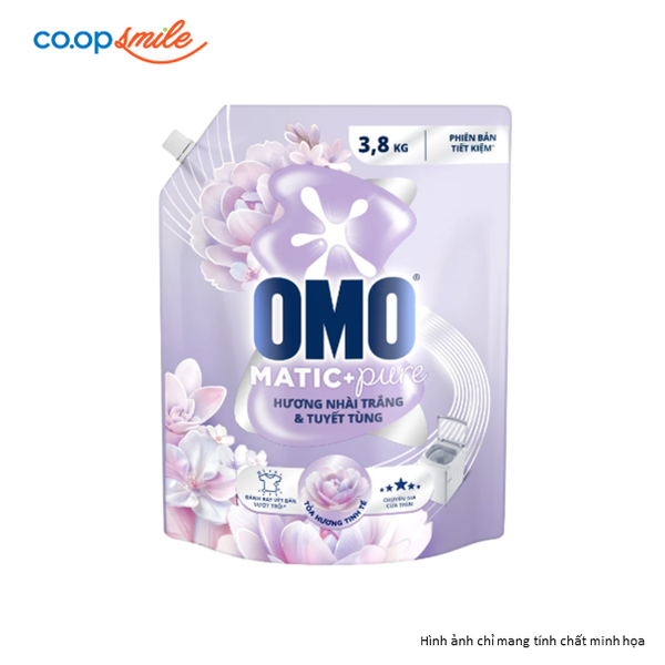 Nước giặt Omo cửa trên hương nhài trắng và tuyết tùng túi 3.8kg