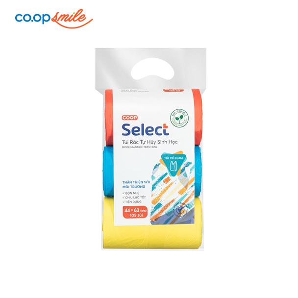 Túi rác màu có quai 44x63 CoopSelect 3 cuộn