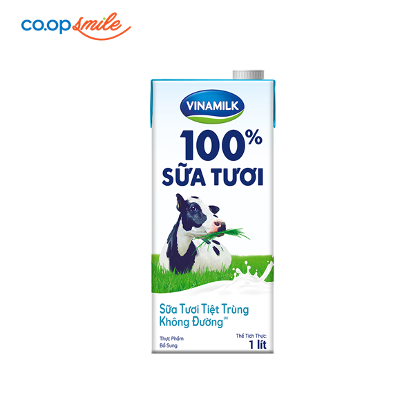 Sữa tươi tiệt trùng Vinamilk 100% không đường hộp 1 lít