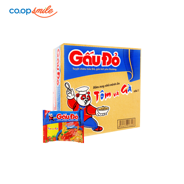 Mì Gấu Đỏ vị tôm và gà thùng 30gói x 63g