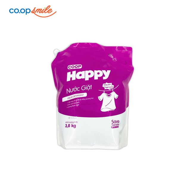 Nước giặt trắng sạch Co.op Happy túi 3.8kg
