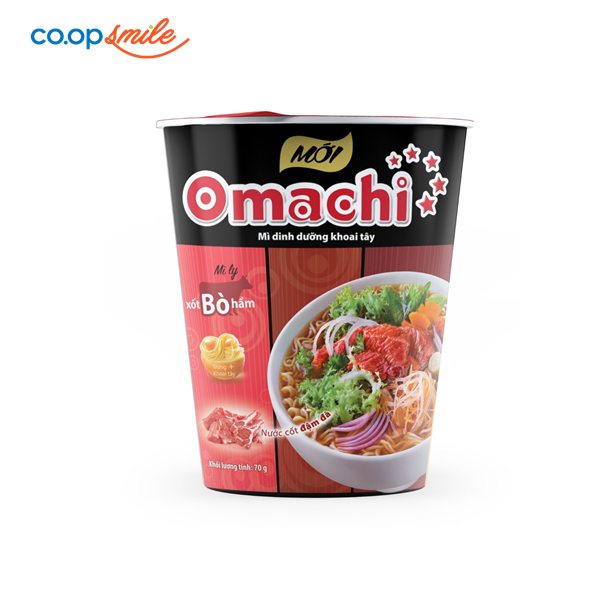 Mì dinh dưỡng Omachi xốt bò hầm ly 70g