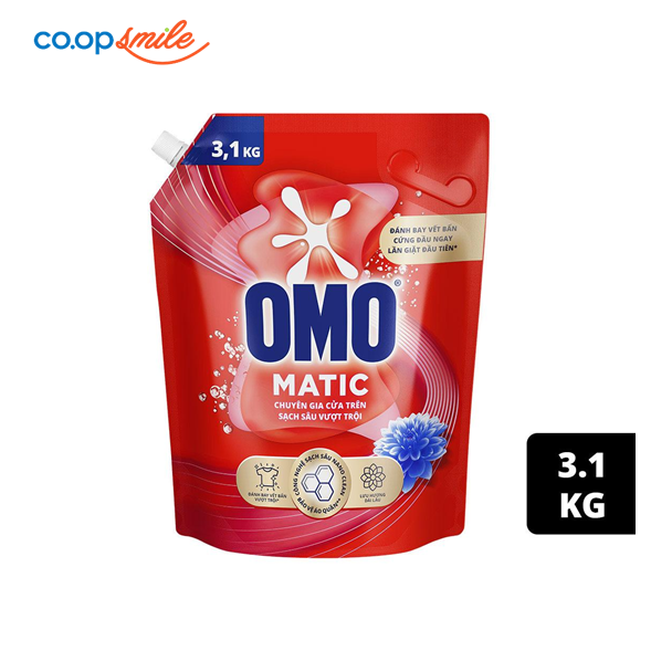 Nước giặt Omo cửa trên sạch sâu  vượt trội 3.1kg