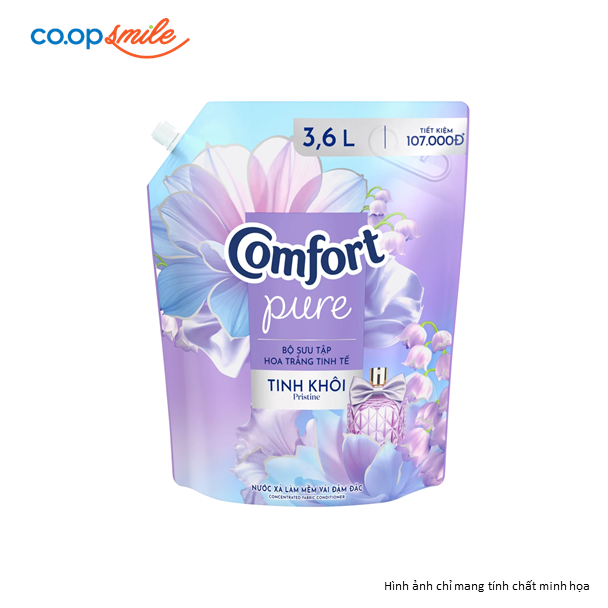 Nước xả mềm vải đậm đặc COMFORT Hoa Trắng Tinh Khôi túi 3.6L