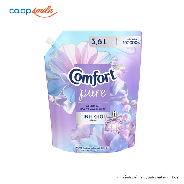 Nước xả mềm vải đậm đặc COMFORT Hoa Trắng Tinh Khôi túi 3.6L