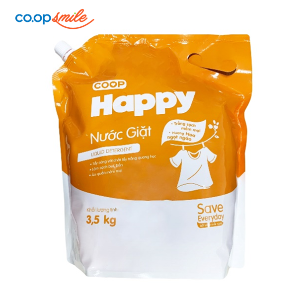 Nước giặt trắng sạch mềm mại Co.op Happy túi 3.5kg