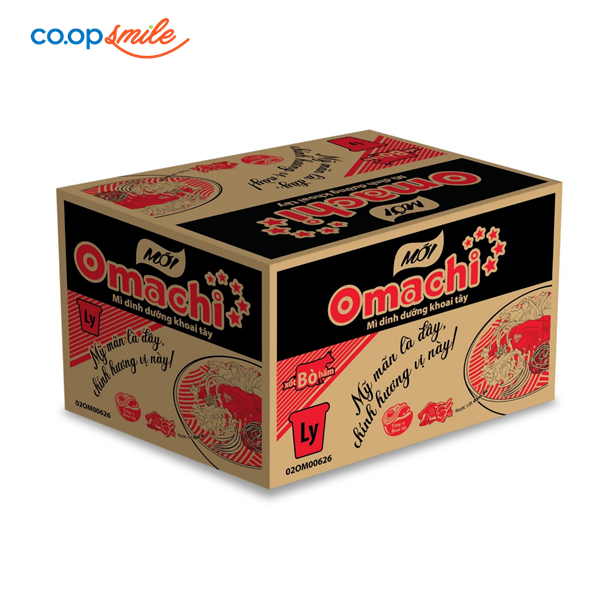 Mì dinh dưỡng Omachi xốt bò hầm ly thùng 24x70g