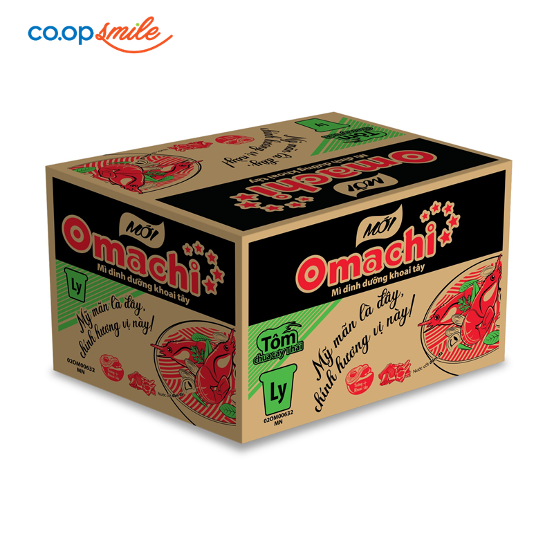Mì dinh dưỡng Omachi xốt tôm chua cay ly 24x66g