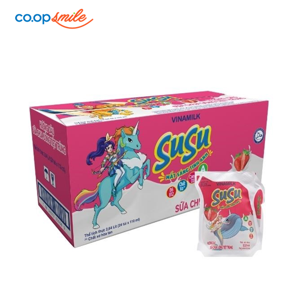 Sữa chua uống tiệt trùng Vinamilk SuSu dâu thùng 24x110ml