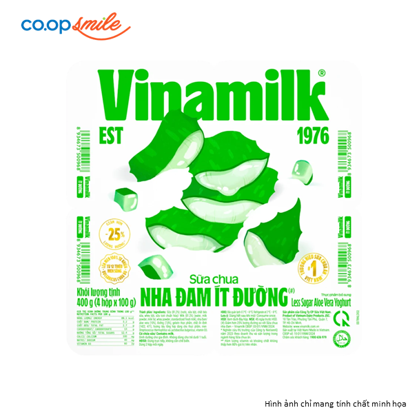 Sữa chua ăn Vinamilk nha đam ít đường lốc 4x100g