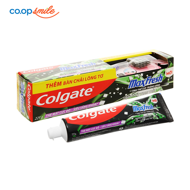 Kem đánh răng COLGATE MaxFresh than tre 225g + Bàn chải đánh răng