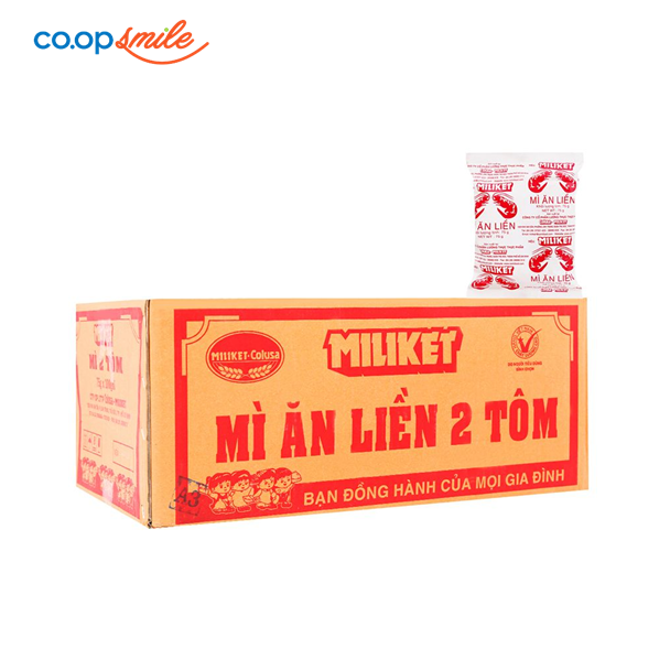 Mì MILIKET 2 tôm giấy trắng thùng 100 gói x75g