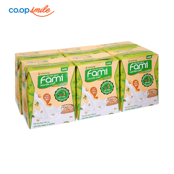 Sữa đậu nành FAMI ít đường  hộp 6x200ml