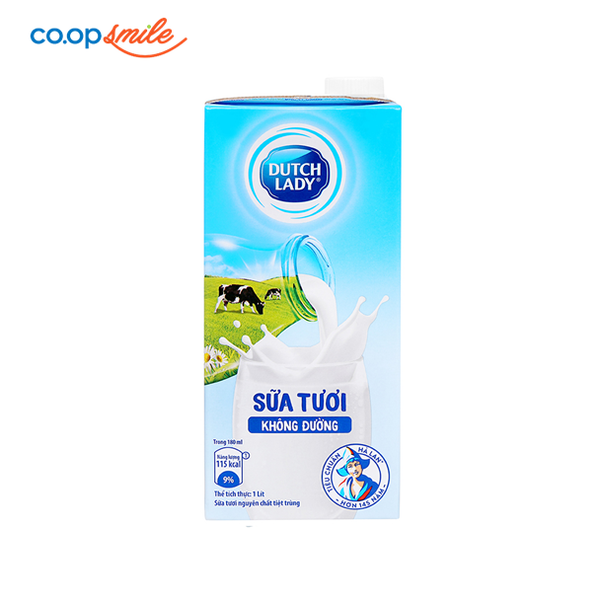 Sữa tươi tiệt trùng Dutch Lady không đường hộp giấy 965 ml