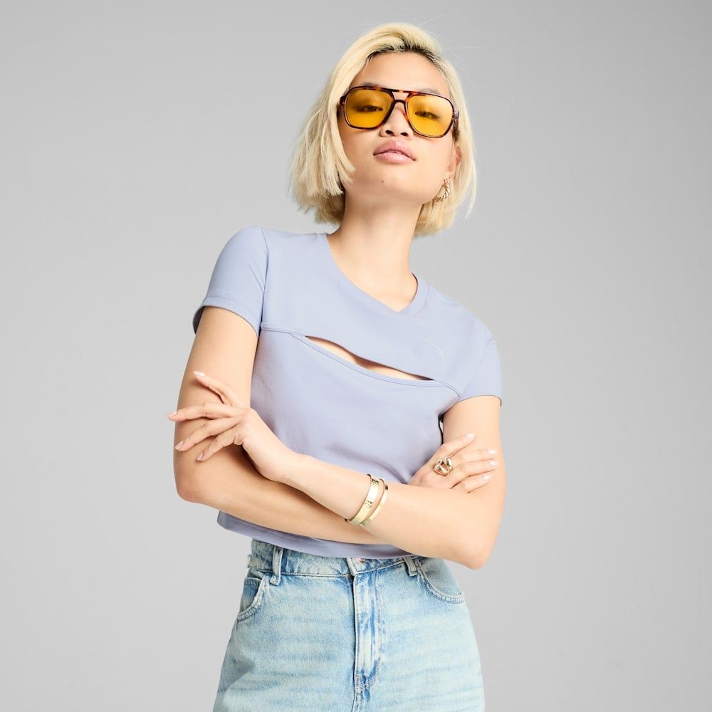  Áo Phông - Áo thun Thể Thao Nữ PUMA Wardrobe Ess Cut-Out Baby Tee 63116447 