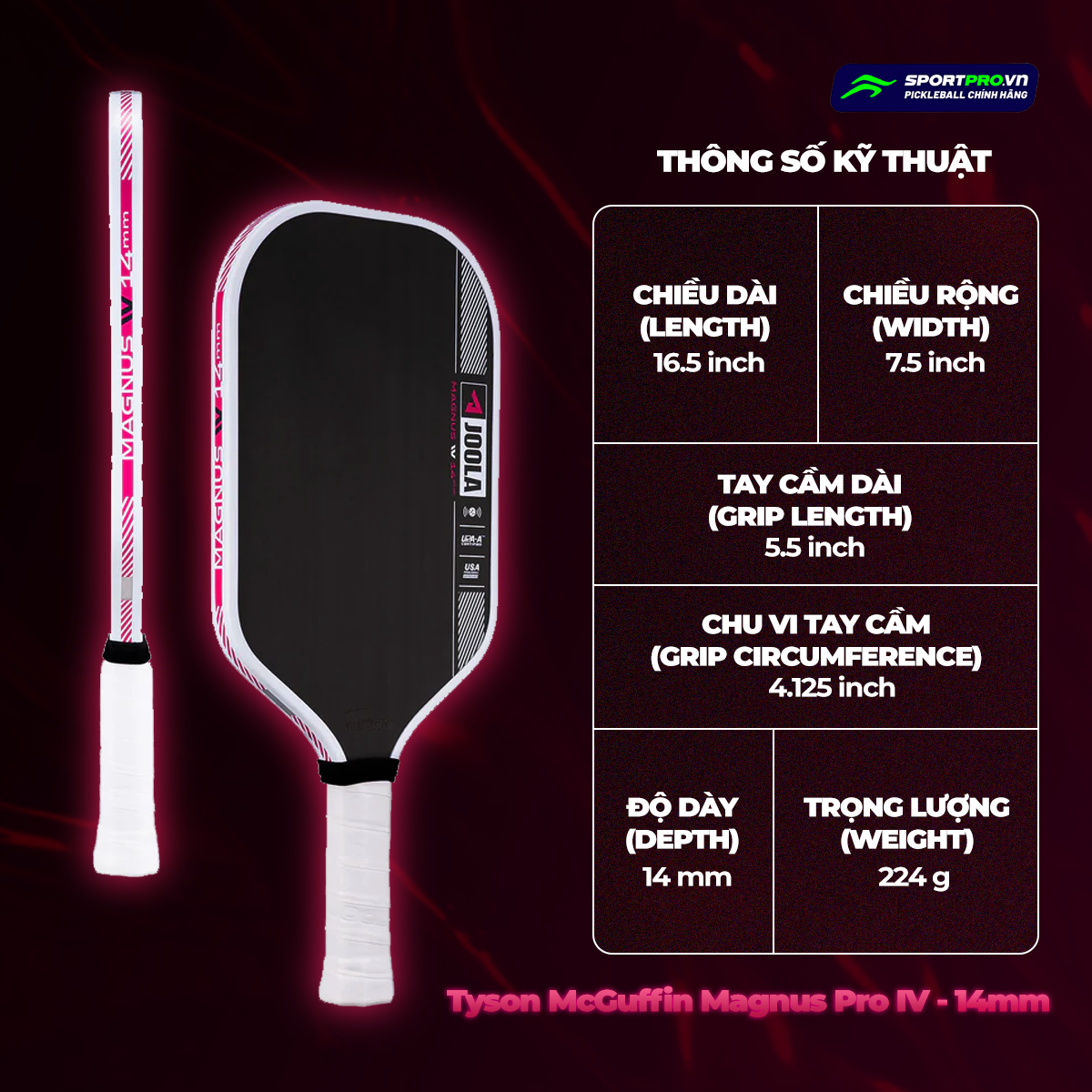  Vợt pickleball Joola Magnus Pro IV 14mm 300813-14MM 