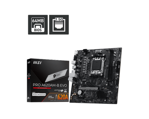 Mainboard MSI Pro A620AM-B EVO (AMD Socket AM5, m-ATX, 2 khe RAM DDR5)