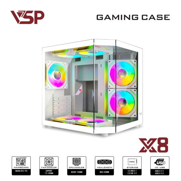 Vỏ Case VSP X8 - MATX - Trắng/White