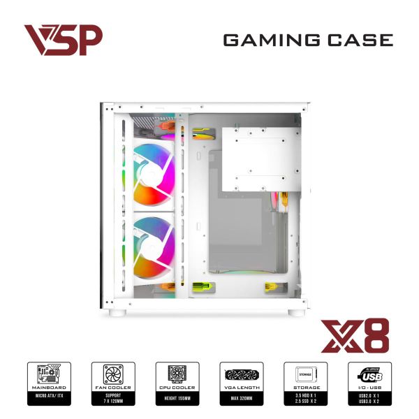 Vỏ Case VSP X8 - MATX - Trắng/White