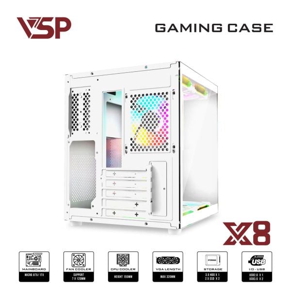 Vỏ Case VSP X8 - MATX - Trắng/White