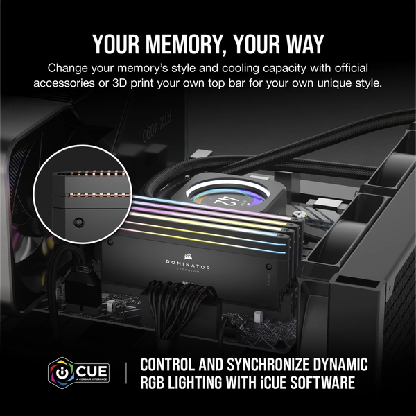 RAM Corsair Dominator Titanium RGB 64GB (2x32GB) 6000 DDR5 Black