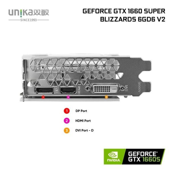 Card màn hình VGA  Unika GeForce GTX 1660 Super Blizzards 6GD6 V2 - Trắng/White