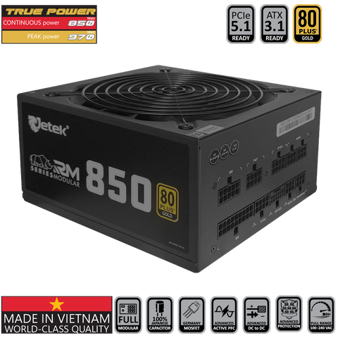 Nguồn Jetek RM850 E5.1 850W 80 Plus Gold - Full Modular