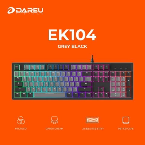 Bàn phím cơ DareU EK104 V2 Đen Xám | Dream Switch