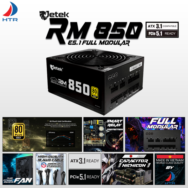 Nguồn Jetek RM850 E5.1 850W 80 Plus Gold - Full Modular