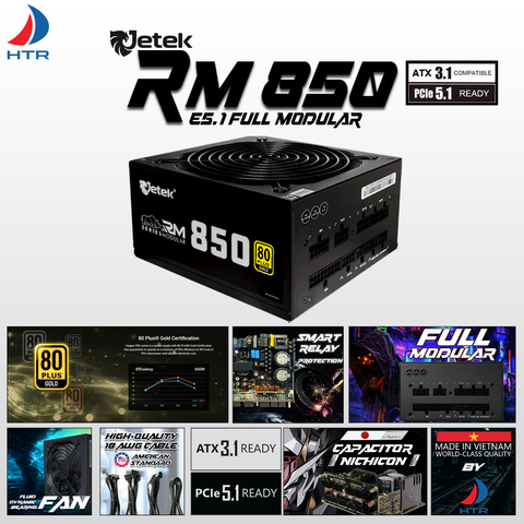 Nguồn Jetek RM850 E5.1 850W 80 Plus Gold - Full Modular