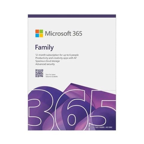 Phần mềm Microsoft 365 M365 Family English APAC Subscr 1YR Medialess