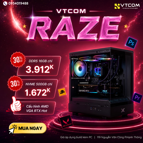 PC VTCOM RAZE AMD R7-7700/ VGA RTX 2060 Super/ 16GB/ 500GB