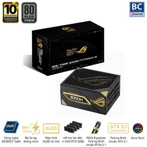 Nguồn ASUS ROG THOR TITANIUM III EDITION 20 PCIe 5.1 3000W 80 Plus Titanium