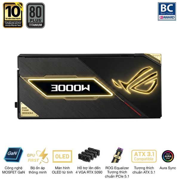 Nguồn ASUS ROG THOR TITANIUM III EDITION 20 PCIe 5.1 3000W 80 Plus Titanium