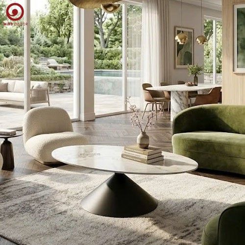 Bàn Sofa Cone Oval Ceramic 