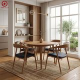  BA-09 Bộ Bàn Ăn Luna Round và 4 Ghế Neva Có Tay 