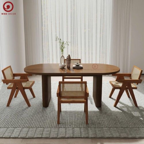  BAC-103 Bộ bàn ăn Oval Wood và 4 Ghế Vleg Rubber 