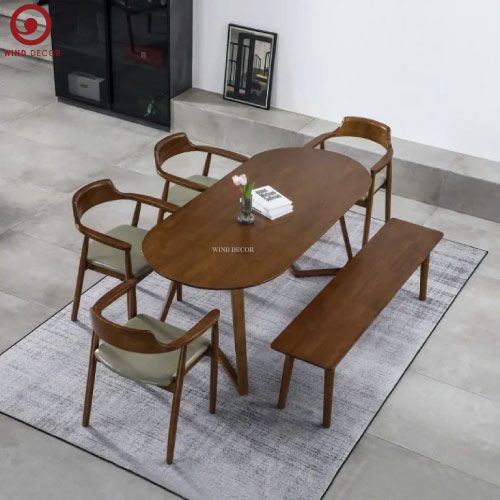  BA-58 Bộ Bàn Ăn Grace Oval và 4 ghế Hirosima + Ghế Băng 