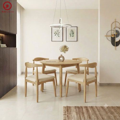  BA-114 Bộ Bàn Ăn Luna Round và 4 Ghế Bull 