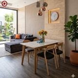  BAC-74 Bộ bàn ăn Uli Ceramic và 4 ghế Neva không tay 