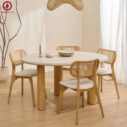  BAC-66 Bộ bàn ăn tròn và 4 Ghế MayoiSeater Gỗ Cao Su 
